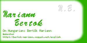 mariann bertok business card