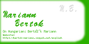 mariann bertok business card